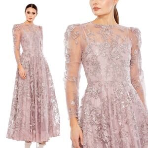 NEW $598 MAC DUGGAL 50664 LILAC FLORAL ILLUSION GOWN Size 18